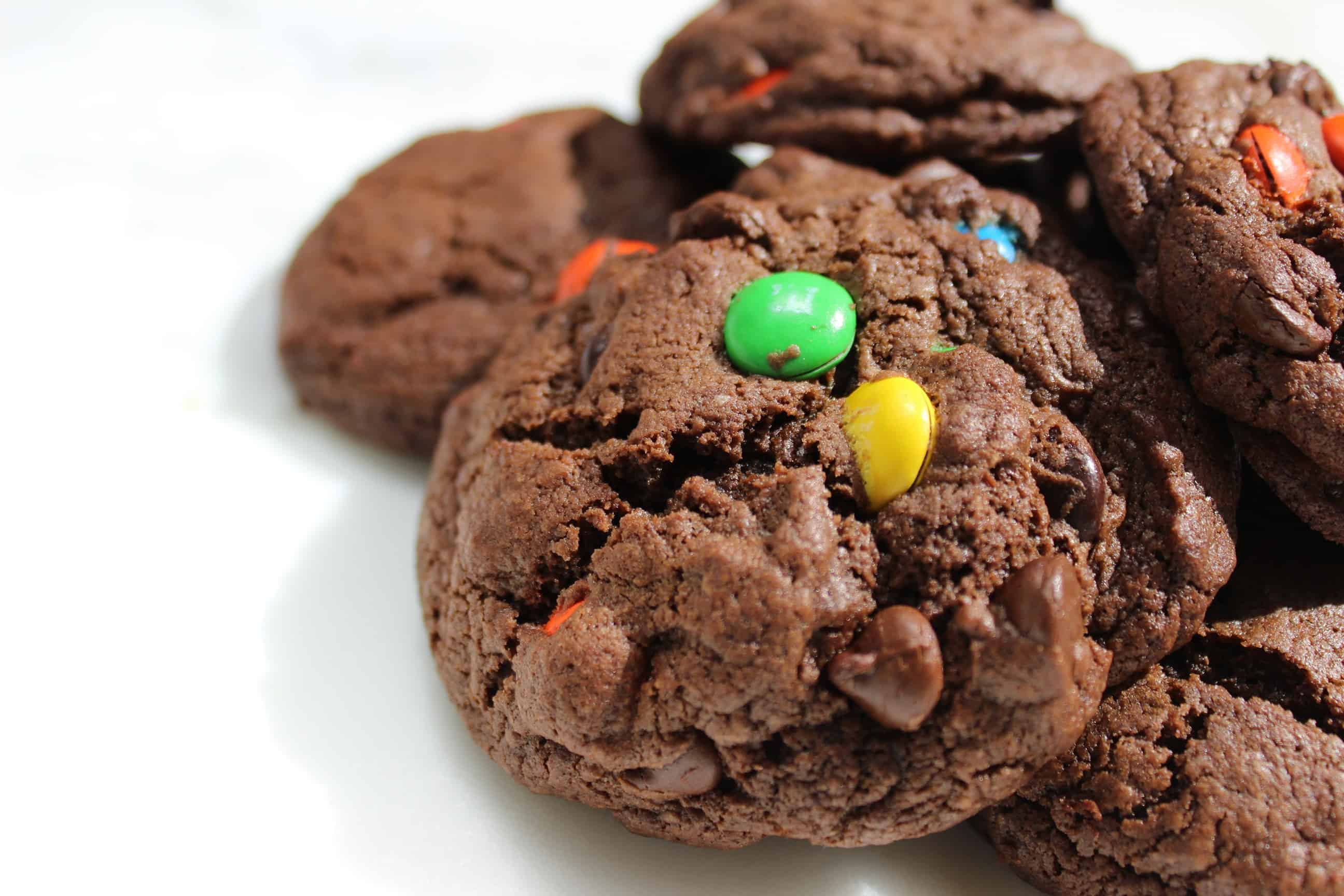 M&Ms Double Chocolate Cookies