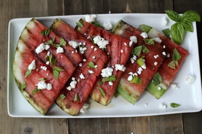 Grilled Watermelon with Goat Cheese 
