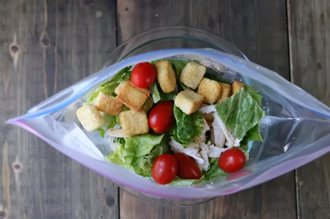 Homemade Chicken Caesar Salad in a bag 