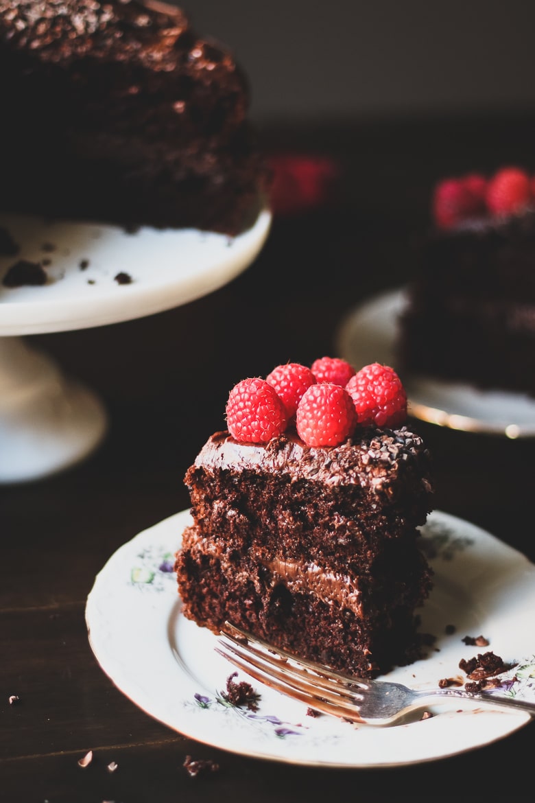 Double Chocolate Cake with Raspberries