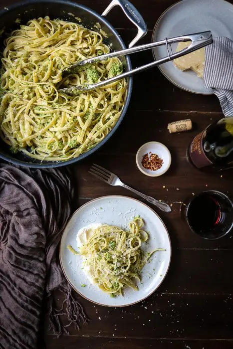 Dreaming of a light broccoli pasta dish?  Broccoli Pesto Pasta with Ricotta is perfect for those warmer spring days when you are looking for something fresh. This pesto pasta is delightful!