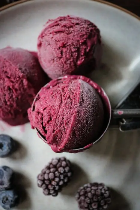 We all scream for ice cream this time of year.  And nothing tastes better than homemade ice cream recipes.  This Blackberry-Blueberry Ice Cream is light, fresh and delicious. 