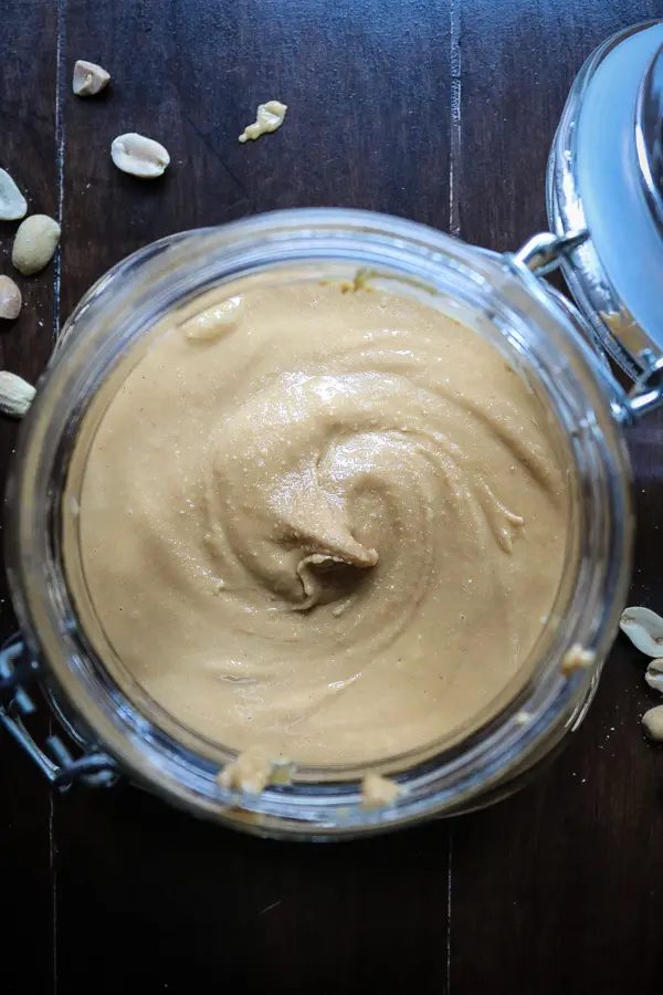 Peanut butter made with peanuts and salt