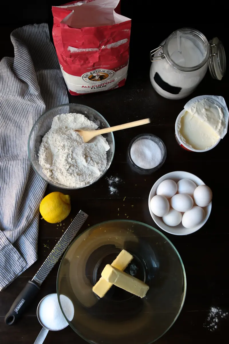 Ingredients for Lemon Pound Cake