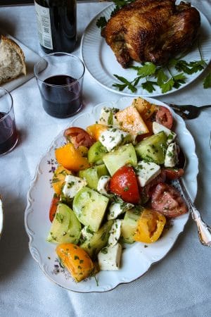 Tomato & Mozzarella Salad on a serving plate