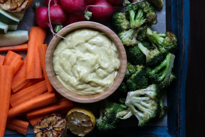 Lemon aioli dip recipe perfect for a veggie board