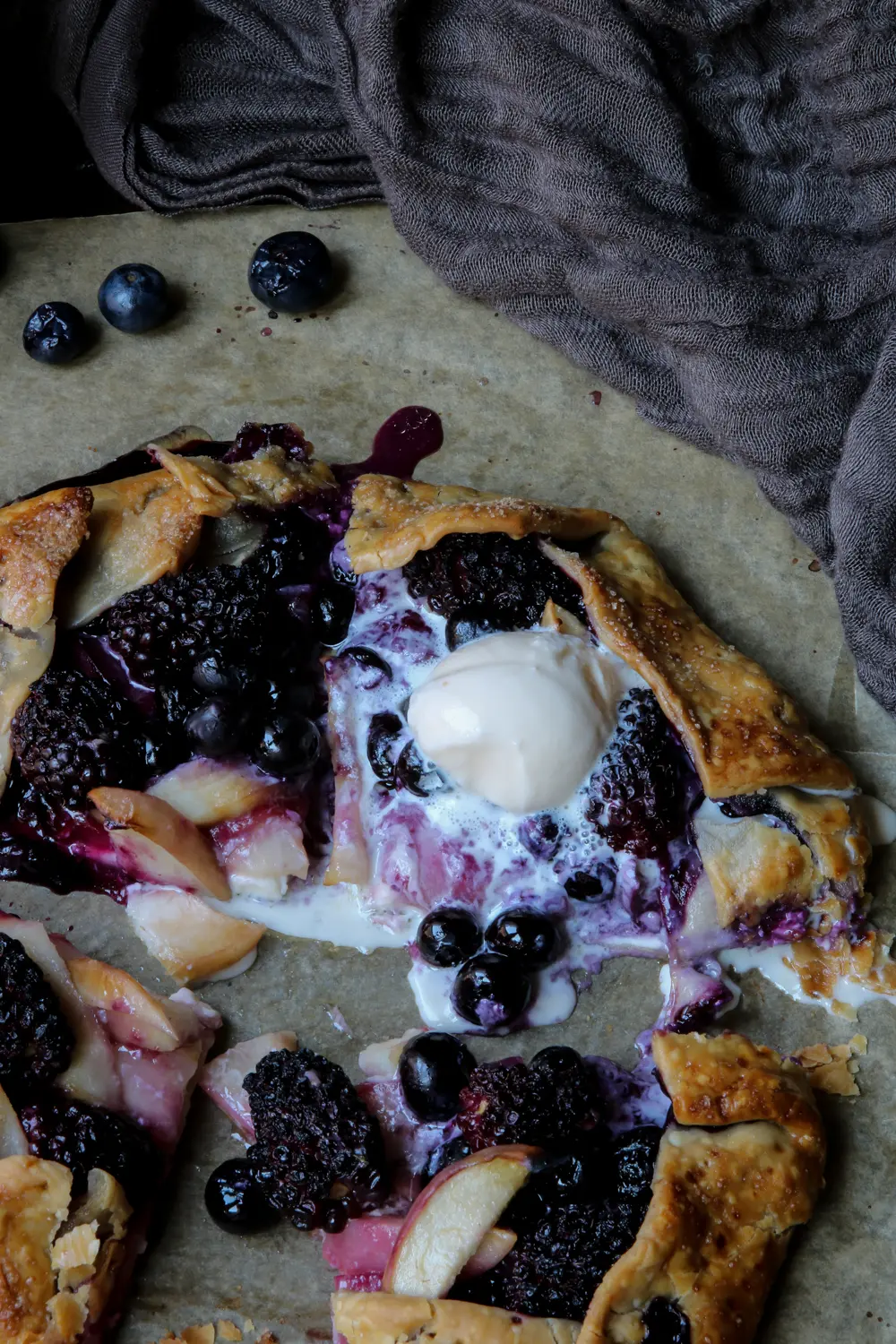 Close up of fruit galette